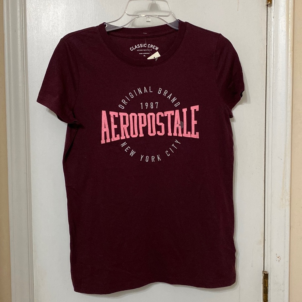 Aeropostale XL Burgundy Short Sleeve Shirt NWT